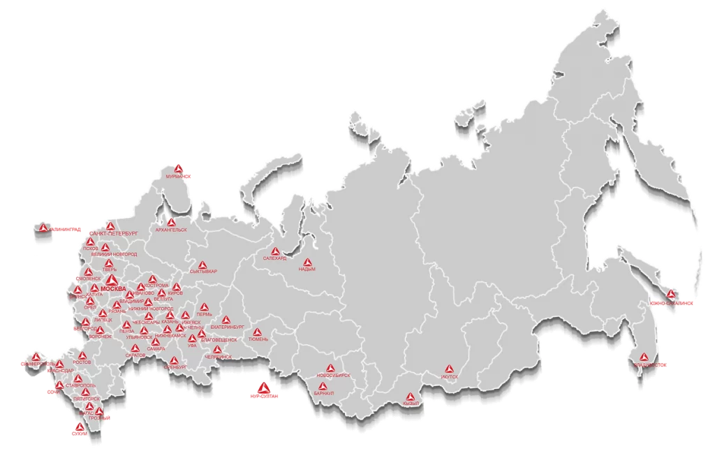 Карта объектов, где производилась поставка и монтаж кабин для подсудимых производство компании Антей