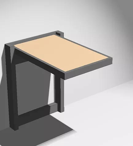 Стол камерный складной антивандальный в разложенном состоянии, металлическая рама, деревянный щит, размер 750Х450Х700 мм, производство ПК Антей
